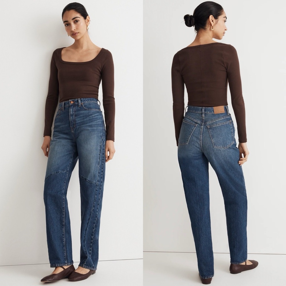 Madewell Baggy Tapered Jeans in Fanwell Wash Two Tone Edition